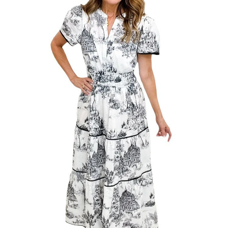 Women's Ethnic Style Floral Printed Dress